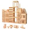 Play Build Wooden Building Blocks Set - 200-Piece Plank Block Construction Toys, STEM Educational Wood Toy for Kids and Toddlers