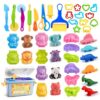 Playdough Tools Set with Storage Box, 33Pcs Color Dough Accessories Including 3D Dinosaur & Animal Molds, Cutters,Rollers, Scissors, Extruder, Learning Toys for Toddlers Creative Play