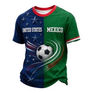 Playeras de USA Jersey Men's USA 2026 Soccer Jersey Short Sleeve Athletic T-Shirt Blue Digital Print Star Graphic Activewear for World Soccer Fans Tops Blue-2 Medium