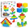 Playmags Jumbo Cubies Magnetic Blocks Building Toy, 32pc 2-Inch Magnet Cubes STEM Toys for Toddler & Kids, Preschool, Educational Construction Block Toy for Boys & Girls
