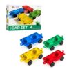 Playmags Magnetic Car Set (4 Pieces) - Strong Magnet Car Bases for Magnetic Tiles, STEM Building Toy Accessories for Kids, Compatible with Magnetic Blocks, Durable Wheels