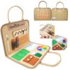 Playzio SensiGO — Premium Felt Busy Board for Toddlers | Aesthetic Earth-Toned 3-in-1 Sensory Toy | Montessori Foldable Travel Activity Board with Unique Wooden Duck Maze, Alphabet & Numbers