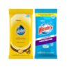 Pledge Expert Care Wood Wipes & Windex Ammonia-Free Glass Cleaning Wipes Bundle, 24ct Lemon Scent Wood Wipes & 25ct Ammonia-Free Glass Wipes for Surface Cleaning