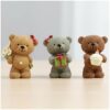PlentifulHome 3-Piece Bear Figurine Set, Mini Resin Bear Decor, 2.76 Inch