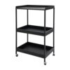 PLITEDDE 3 Tier Steel Rolling Utility Cart with Locking Wheels, Black