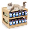 PLITTPETTS Bamboo Can Organizer for Pantry, 2 Tier Canned Cat Food Organizer for Kitchen Counter, Cat Food Storage Holds up to 36 Cans, Can Rack Organizer for Human and Pet Food Cans, FIFO Design