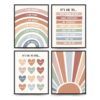 PLKMN Boho Rainbow Wall Art, Positive Affirmations Prints