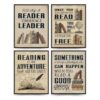 PLKMN Reading Posters for Library 8x10, Classroom Decor,Library Decor,