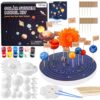 Pllieay Solar System Model Kit, Includes Foam Cylinder, Mixed Sized Foam Balls, Planetary Track Sticker and Bamboo Sticks for Kids School Science Projects