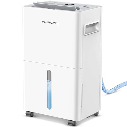 PLUSCENT 21 Pint Dehumidifier for Basement and Home, 1500 Sq Ft Portable Dehumidifier with Drain Hose, Auto Defrost, 24H Timer, Quiet Smart Humidity Control for RV, Bedroom, Bathroom