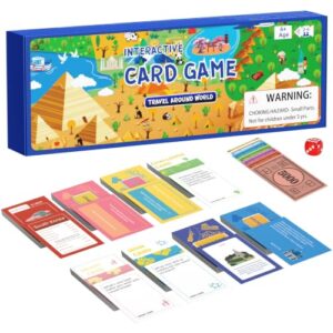 Pluspace Card Board Game for Kids, Adult Card Games for Families, Interactive Double Sided Board 290 Cards 2+ Players Fun Cards for Game Night Party Travel Games for Kids Ages 6+