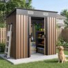 PMEIXU 6x4FT Metal Outdoor Storage Shed with Lockable Sliding Door