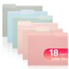 pmybupo Two Tone Colored File Folders,18 Pack 6 Pastel Colors Manilla Folders 8.5x11,Assorted Colors 1/3 Cut Tab File Folders Letter Size,School Business Office Folders for Document