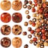 Pndeyo 100pcs Round Vintage Wooden Spacer Beads with Large Hole, 10mm
