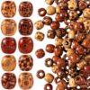 Pndeyo 100pcs Round Vintage Wooden Spacer Beads with Large Hole, 17mm