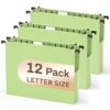 PNETTCO Green Hanging File Folders,12 Pack Green Hanging File Folder Letter Size, Hanging Files Letter Size 2 Inch Expansion, 2‘’ Hanging Filing Folders Organizer Expanding Colored School Classroom