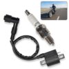 Pniwuno 2 PCS High Performance Racing Ignition Coil, A7TC Spark Plug, Engine Parts for CG125 50CC 90CC 110CC 150CC 125CC 150CC 200CC 250CC Vertical ATV Dirt Bike Motorcycle Go Kart Pit (Black)