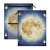pnyoin Pencil Pouch for 3 Ring Binder, 2 Pack Zipper Pencil Case with 3 Compart Pockets & Clear PVC Window, Gold Full Moon Art Organizer for School Supplies