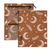 pnyoin Pencil Pouch for 3 Ring Binder, 2 Pack Zipper Pencil Case with 3 Compart Pockets & Clear PVC Window, Retro Moons Organizer for School Supplies