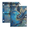 pnyoin Pencil Pouch for 3 Ring Binder, 2 Pack Zipper Pencil Case with 3 Compart Pockets & Clear PVC Window, Coastal Azure Marble Print Organizer for School Supplies