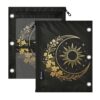 pnyoin Pencil Pouch for 3 Ring Binder, 2 Pack Zipper Pencil Case with 3 Compart Pockets & Clear PVC Window, Mystic Sun Moon Flower Organizer for School Supplies