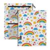 pnyoin Pencil Pouch for 3 Ring Binder, 2 Pack Zipper Pencil Case with 3 Compart Pockets & Clear PVC Window, Color Rainbow Stars Organizer for School Supplies