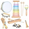 POGOLAB Musical Instruments for Toddler 1-6, 8-in-1 Wooden Sensory Toy for Preschool Learning
