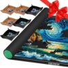Pohxev Jigsaw Puzzle Mat Roll Up, Portable Saver Pad 34.6” x 22.8” Up to 1000 Pieces, Puzzles Matt Rollup with Non-Slip Rubber Bottom & Smooth Top. (6 Puzzle Sorting Trays & 1 Storage Bag)