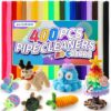 POIKSHARK 400 PCS 20 Colors Thick Pipe Cleaners Craft, Multi-Colored Chenille Stems for Craft Supplies & Materials, Fuzzy Pipe Cleaners Bulk for DIY Arts Projects, Rainbow Pipe Cleaners(12inch*6mm)