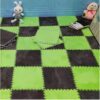POJGVU 10 Piece Square Puzzle Foam Rug, Plush Interlocking Floor Mat, Washable, Rugs,Green+Gray