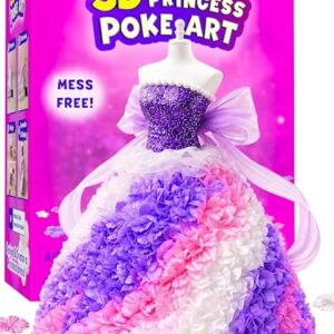 Poke Art - Crafts For Kids Ages 4-8, Mess-Free Birthday Gifts for 4 5 6 7 8 9 10 Years Old Girl , Screen-Free Princess Arts And Crafts, Poke In Art Kit For Girls, Princess Craft For Kids Ages 4-8