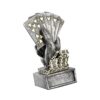 Poker Trophy Figurine with Square Base Modern Shelf Collectible Decor（Silve