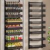 POKIPO 8-Tier Over the Door Pantry Organizer, 2 IN 1 Wall Mount or Hanging Spice Rack with Adjustable Raised Basket, Heavy Duty Back of Door Storage for Kitchen Bathroom Laundry Room