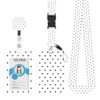 Polka Dot Badge Holder Retractable Lanyard, Lanyards for ID Badges Name Tags Vertical Card Holder, Detachable Lanyard Badge Reel Retractable, for Nurses Doctors Teachers Businessman（White）