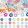 PONABEADIY 1 Box 100pcs Hollow Flower Beads Transparent Opaque Flowers Frame Plastic Focal Floral Candy Color Pony Loose Spacer Bead Charm Bulk for Jewelry Making Bracelets Necklaces DIY Craft Supply