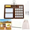 PONANDNIES Watercolor Paint Set, 18-Grids Mini Pro Magnetic Walnut Wooden Paint Palette, Cotton Paper Sketchbook, Refillable Water Brushes etc, Ideal for Beginner, Artists, Students & Adults (Type 3)