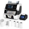 PONNOR Money Counter Machine Mixed Denomination Currency Counter Machine with Thermal Printer and 4PCS Printer Paper