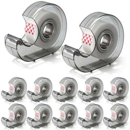 Poola Voidra 12 Pack Clear Tapes with Dispensers 0.7 x 1378 Inch Invisible Matte Finish Writable Transparent Tape Refill Rolls with Dispensers for Back to School Office Supplies Gift Wrapping Craft