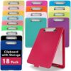 Poola Voidra 18 Pcs Plastic Clipboard with Storage 8.5 x 11 Clip Board with Pen Holder and Low Profile Clips for Letter Legal A4 Size Paper Clip Board Folder for Nurse Teacher Office Home, Multicolor