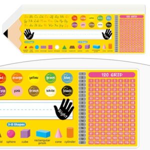 Poola Voidra 36 Pcs Pencil Cursive Name Plates Self Adhesive for Desk Classroom Student Desk Name Tag for Kids, Alphabet Number Line 1-120 Colors 2D 3D Shapes Cursive Manuscript Reference Nameplates