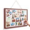 Poola Voidra Magnetic Linen Bulletin Board Wooden Frame Magnetic Board for Wall Farmhouse Hanging Metal Bulletin for Display Magnetical Letter Refrigerator Photo Number Note(30 x 20 Inch,Wood Color)