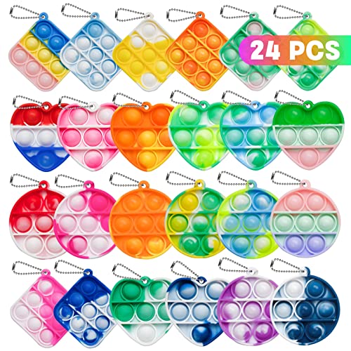 Pop Fidget Toys Bulk Its 24 Pack Party Favors for Kids Mini Pop Keychain It Fidget Toy Small Fidgets for Classroom Prizes Back to School Gifts for Students from Teacher Birthday Goodie Bag Stuffers