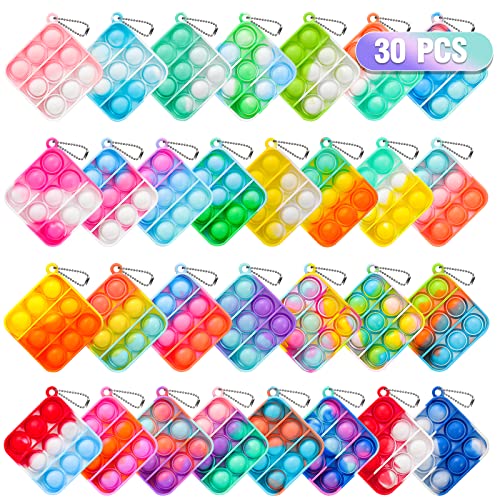 Pop Fidget Toys Bulk Its Party Favors for Kids 4-8 8-12 30 Pack Mini Pop Keychain It Small Fidgets for Classroom Prizes Back to School Gifts for Students from Teacher Birthday Goodie Bag Stuffers