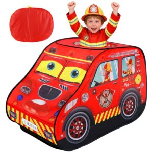 Pop Up Play Tent for Toddlers Boys Kids, Foldable Indoor Outdoor Playhouse Tent, Best Birthday Gift Toys for 2 3 4 5 Year Old Boys Girls（Fire Truck）