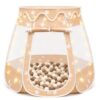 Pop Up Princess Tent with Star Lights for 1 2 3 Year Old Girl Birthday Gifts, Ball Pit for 12-18 Months Baby Girl Toys, Toddler Gifts with Carrying Bag, Indoor&Outdoor Play Tent for Kids (Brown)