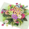 POPWOW Colorful Floral Roses Pop Up Card, Love You, Flowers, Butterfly, 3D Greeting Cards, Ideal Gifts for Birthday, Mothers Day, Anniversary, Valentines Day, 5x7 - Includes Envelope And Message Note