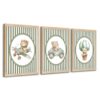 Pormipone 3 Piece 12x16 Watercolor Teddy Bear Travel Wall Art Prints