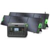 Portable 2400W Power Station + 2×200W Solar Panels Home Emergency Backup Power Supply