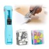 Portable Binder Clip Stapler, 2026 New Portable Office Tool, Durable Desk Organizer for Study Room, 100 Metal Refill Clips (50 Silver + 50 Color) for Home (1, Light Blue)