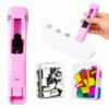 Portable Binder Clip Stapler, Reusable Portable Paper Clam Clip Dispenser with 100 Metal Refill Clips, 50 Silver and 50 Color Clips for Home, School, Desk and Office Use (Pink-1Pcs)